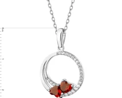 Zawieszka srebrna z cyrkoniami - koło, serca