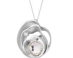 Zawieszka srebrna z cyrkonią i szlifowanym szkłem - kwiat