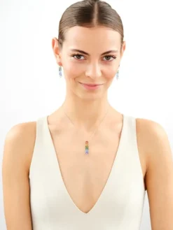 Zawieszka srebrna z cyrkoniami - liście