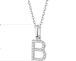 Zawieszka srebrna z cyrkoniami - litera B