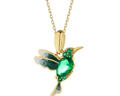 Zawieszka srebrna z cyrkoniami i emalią - koliber