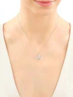 Zawieszka srebrna z cyrkoniami - mama, serce