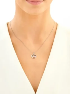 Zawieszka srebrna z cyrkoniami - mama, serce