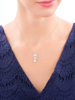 Zawieszka srebrna z cyrkoniami - kwiaty