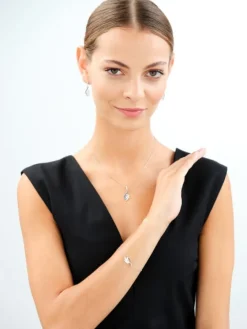 Zawieszka srebrna z cyrkoniami - liście