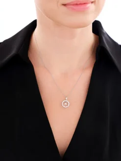 Zawieszka srebrna z cyrkoniami - litera K, koło