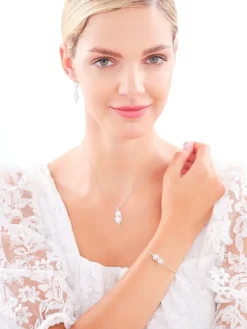 Zawieszka srebrna z cyrkoniami - kwiaty