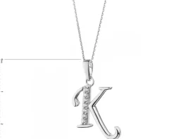 Zawieszka srebrna z cyrkoniami - litera K