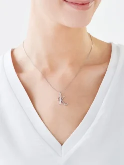 Zawieszka srebrna z cyrkoniami - litera K