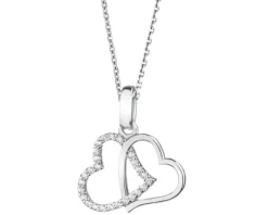 Zawieszka srebrna z cyrkoniami - serca