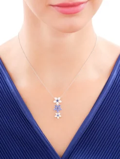 Zawieszka srebrna z cyrkoniami - kwiaty