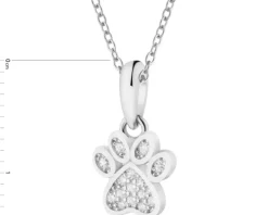 Zawieszka srebrna z cyrkoniami - łapka