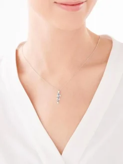 Zawieszka srebrna z cyrkoniami - liście