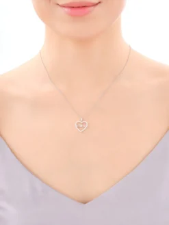 Zawieszka srebrna z cyrkoniami - mama, serce