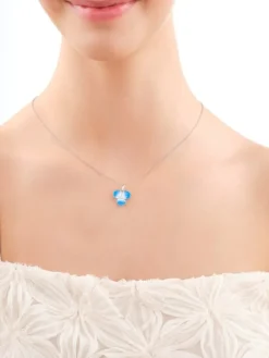 Zawieszka srebrna z cyrkonią i emalią - kwiat