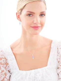 Zawieszka srebrna z cyrkoniami - kwiaty