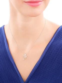 Zawieszka srebrna z cyrkoniami - koliber