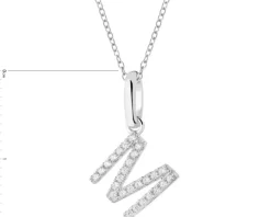 Zawieszka srebrna z cyrkoniami - litera M