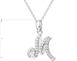 Zawieszka srebrna z cyrkoniami - litera M