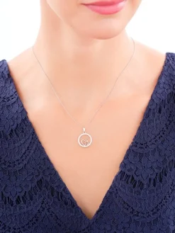 Zawieszka srebrna z cyrkoniami - koło, serca