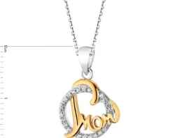 Zawieszka srebrna z cyrkoniami - mama, serce