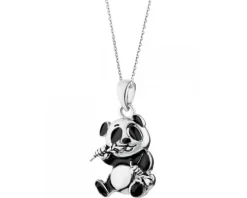 Zawieszka srebrna z emalią - panda