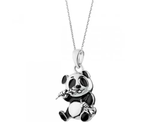 Zawieszka srebrna z emalią - panda