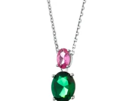 Zawieszka srebrna z korundem i szlifowanym szkłem