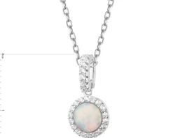 Zawieszka srebrna z opalem i cyrkoniami