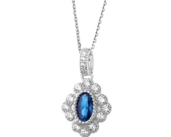 Zawieszka srebrna z szafirem i cyrkoniami