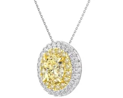 Zawieszka z białego i żółtego złota z diamentami - VS2/Fancy Light Yellow - 1,34 ct - próba 750
