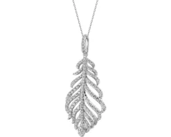 Zawieszka z białego złota z brylantami - piórko - 1,25 ct - próba 750