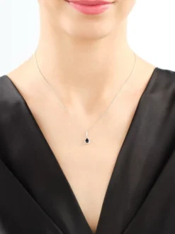 Zawieszka z białego złota z diamentami i szafirem - próba 585