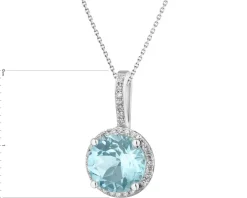 Zawieszka z białego złota z diamentami i topazem Sky Blue - próba 585