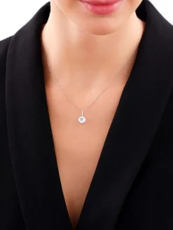 Zawieszka z białego złota z diamentami i topazem Sky Blue - próba 585