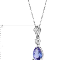 Zawieszka z białego złota z brylantami i tanzanitem - próba 585