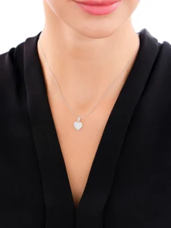 Zawieszka z białego złota z diamentami - serce - 0,21 ct - próba 585