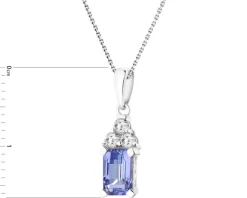 Zawieszka z białego złota z brylantami i tanzanitem - próba 585