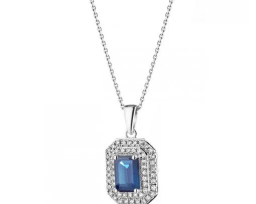 Zawieszka z białego złota z diamentem - serce - 0,003 ct - próba 585