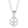 Zawieszka z białego złota z diamentem – serca, koniczyna - 0,003 ct - próba 585