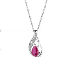 Zawieszka z białego złota z diamentem i rubinem - próba 585