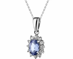 Zawieszka z białego złota z diamentami i tanzanitem - próba 585