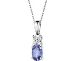 Zawieszka z białego złota z brylantami i tanzanitem - próba 585