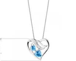 Zawieszka z białego złota z diamentami i topazami - serce - próba 585