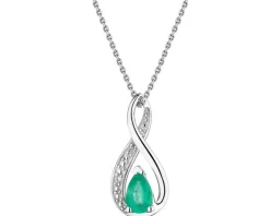 Zawieszka z białego złota z diamentami i szmaragdem - próba 585