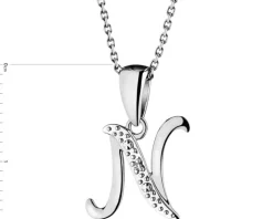 Zawieszka z białego złota z diamentem - litera N - 0,003 ct - próba 585