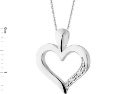 Zawieszka z białego złota z diamentami - serce - 0,005 ct - próba 585