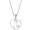 Zawieszka z białego złota z diamentem - litera J, serce - 0,005 ct - próba 585