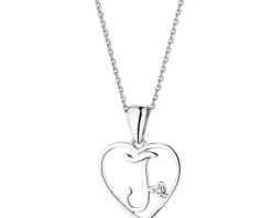 Zawieszka z białego złota z diamentem - litera J, serce - 0,005 ct - próba 585