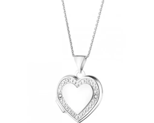 Zawieszka z białego złota z diamentami - puzderko - serce - 0,01 ct - próba 375